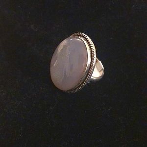 Large silver ring with moon stone